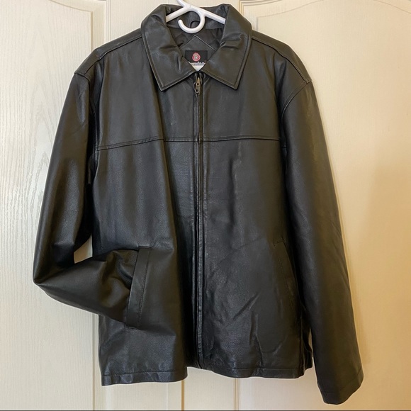 burnside Other - Burnside Mens Collared Black Leather Jacket with Nylon lining. Size M